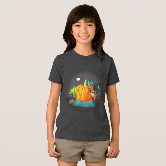 Pumkin Spirit Magic Fun Halloween Animals & Moon Tri-Blend Shirt (Vorderseite Voll)