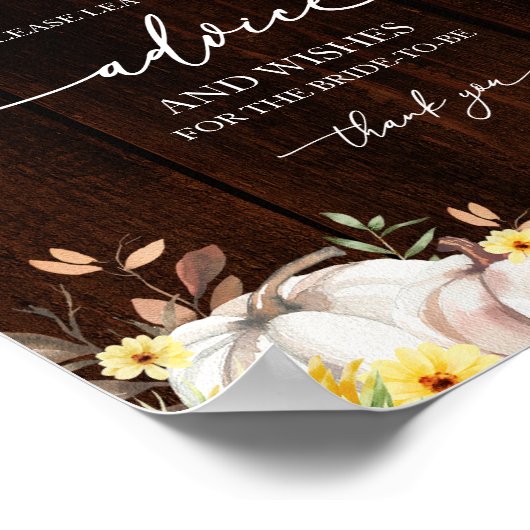 Pumkin Sunflower Brautparty Advisor Card Signature Poster (Ecke)