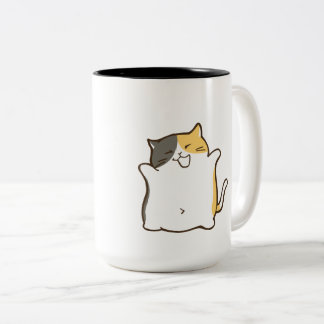 Pummelige Dreifarbenkatze - Kawaii-Aufkleber Zweifarbige Tasse