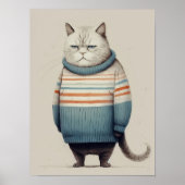 Pummelige Katze im gemütlichen Pullover, lustige K Poster (Vorne)
