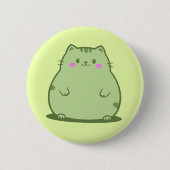 Pummelige Matcha-Grüne Katze Button (Vorderseite)