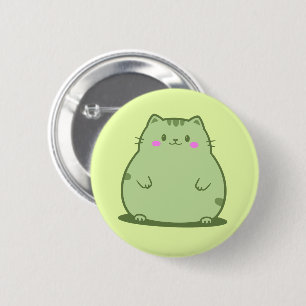 Pummelige Matcha-Grüne Katze Button