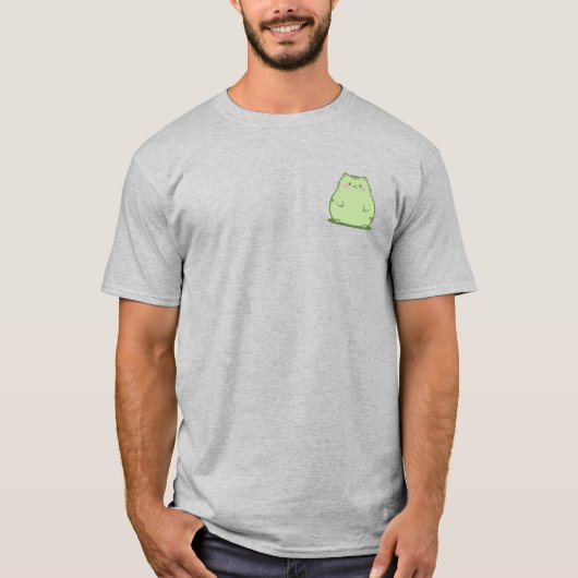 Pummelige Matcha-Grüne Katze T-Shirt (Vorderseite)