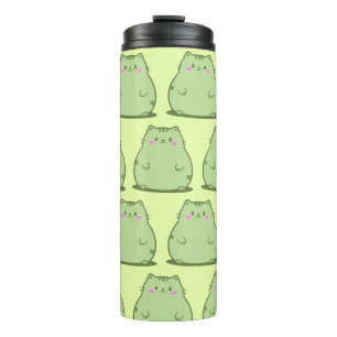 Pummelige Matcha-Grüne Katze Thermosbecher