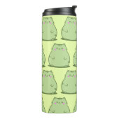 Pummelige Matcha-Grüne Katze Thermosbecher (Nach links gedreht)