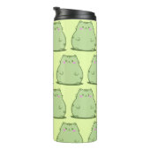 Pummelige Matcha-Grüne Katze Thermosbecher (Nach rechts gedreht)