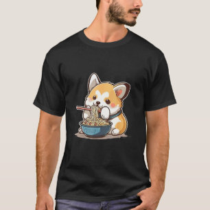 Pummeliger Corgi-Hund isst Ramen Cute T-Shirt