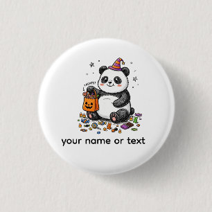 Pummeliger Halloween-Panda mit süßem Bauch & Hexen Button