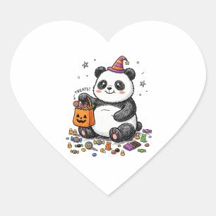 Pummeliger Halloween-Panda mit süßem Bauch & Hexen Herz-Aufkleber