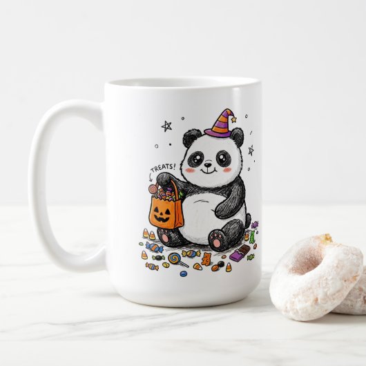 Pummeliger Halloween-Panda mit süßem Bauch & Hexen Kaffeetasse (Mit Donut)