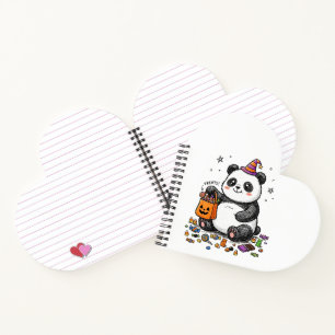 Pummeliger Halloween-Panda mit süßem Bauch & Hexen Notizblock