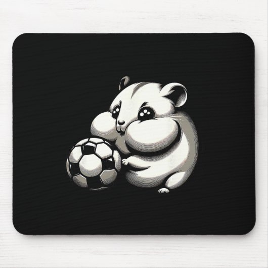 Pummeliger Hamster mit Fußball Ll Cartoon Kawaii Mousepad (Vorne)