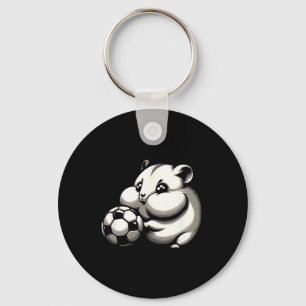 Pummeliger Hamster mit Fußball Ll Cartoon Kawaii  Schlüsselanhänger
