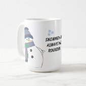 Pummeliger Schneemann mit Spruch Kaffeetasse (Vorderseite Links)