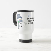 Pummeliger Schneemann mit Spruch Reisebecher (Vorderseite Links)