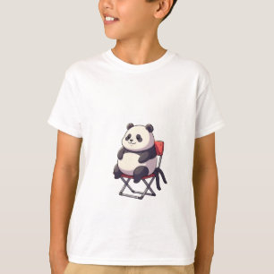 Pummeliger sitzender Panda-Künstler roter Stuhl Ki T-Shirt