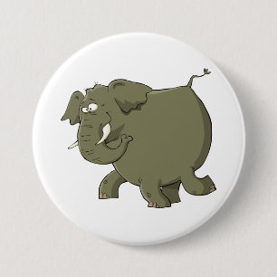 Pummeliger süßer Elefant Grau Dschungeltier Button