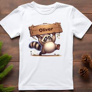 Pummeliger Waschbär mit anpassbarem Namensschild T-Shirt