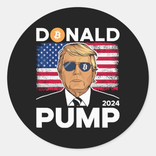 Pump Bitcoin Funny Trump 2024 Crypto Runder Aufkleber (Vorderseite)