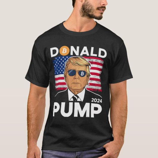 Pump Bitcoin Funny Trump 2024 Crypto T-Shirt (Vorderseite)
