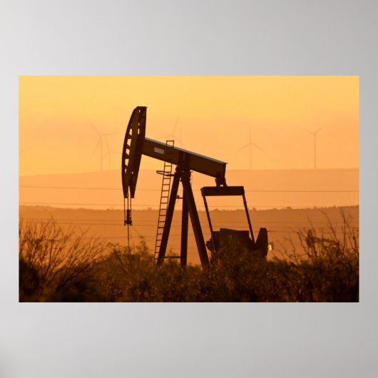 Pump Jack Pumping Oil in West Texas, USA Poster (Vorne)