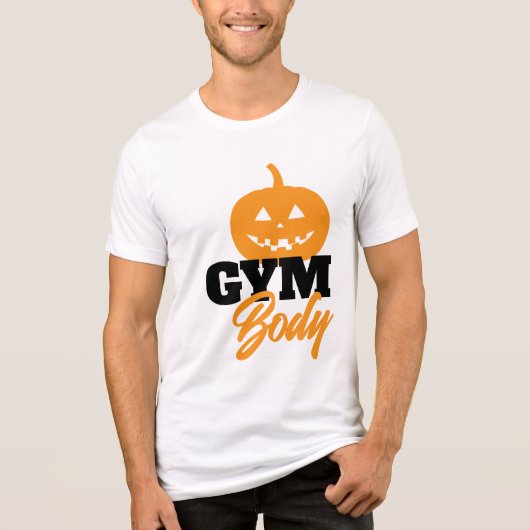 PUMP KIN Halloween Gym T-Shirt | Premium Back Prin Tri-Blend Shirt (Vorderseite)