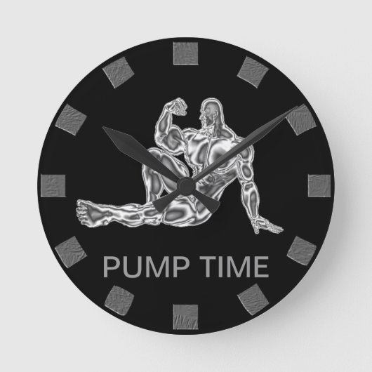 Pump Time Bodybuilder Wall Clock Runde Wanduhr (Vorderseite)