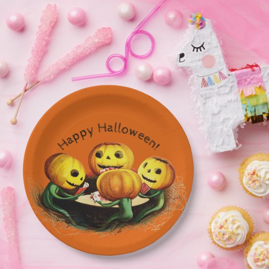Pumpen auf Karten Halloween-Papierplatte Pappteller (Party)