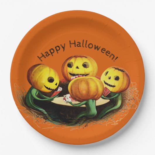 Pumpen auf Karten Halloween-Papierplatte Pappteller (Vorderseite)