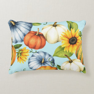 Pumpen, Sonnenblumen, Aquarellbilder Dekokissen