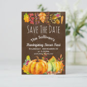 Pumpen und Herbstleaves Save the Date Grenze (Stehend Vorderseite)