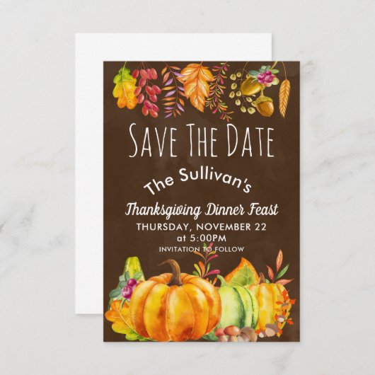 Pumpen und Herbstleaves Save the Date Grenze (Vorne/Hinten)