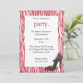 Pumpen-und Zebra-Damen-Nachtheraus Einladung (rot) (Stehend Vorderseite)