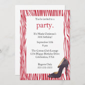 Pumpen-und Zebra-Damen-Nachtheraus Einladung (rot) (Vorne/Hinten)