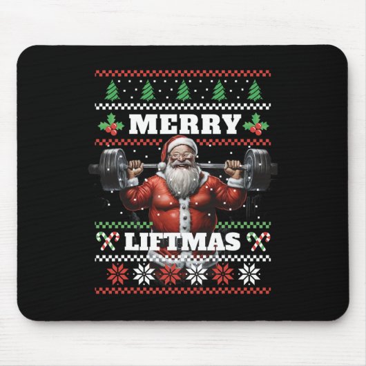 Pumper Bodybuilding Xmas Fitness Ugly Christmas Sw Mousepad (Vorne)
