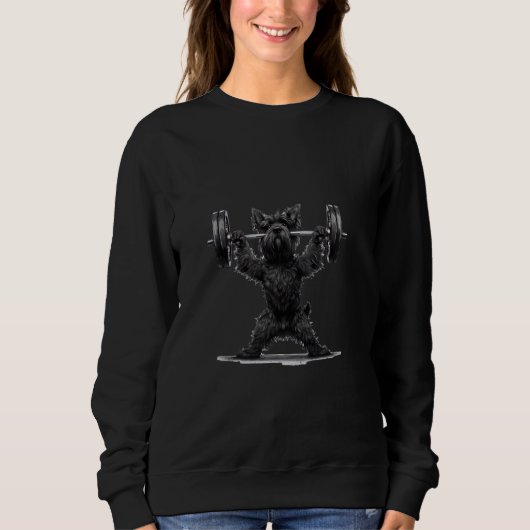 Pumpgewicht Lifting Funny Scottish Terrier Sweatshirt (Vorderseite)