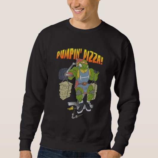Pumpin Pizze Turtle Fitness Weightlifting Bodybuil Sweatshirt (Vorderseite)