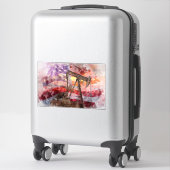 Pumpjack Silhouette Aquarell mit amerikanischer Fl Aufkleber (Koffer)
