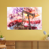 Pumpjack Silhouette Aquarell mit amerikanischer Fl Leinwanddruck (Insitu (Wohnzimmer))