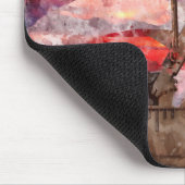 Pumpjack Silhouette Aquarell mit amerikanischer Fl Mousepad (Ecke)