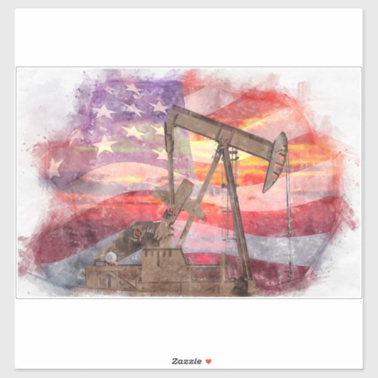 Pumpjack Silhouette Pastellfarben zeichnend amerik Aufkleber (Blatt)