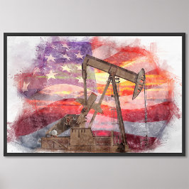 Pumpjack Silhouette Pastellfarben zeichnend amerik Fotodruck