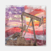 Pumpjack Silhouette Pastellfarben zeichnend amerik Magnet (Vorne)