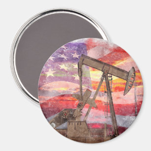 Pumpjack Silhouette Pastellfarben zeichnend amerik Magnet