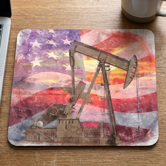 Pumpjack Silhouette Pastellfarben zeichnend amerik Mousepad