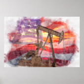 Pumpjack Silhouette Pastellfarben zeichnend amerik Poster (Vorne)