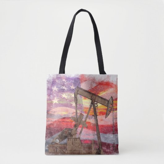 Pumpjack Silhouette Pastellfarben zeichnend amerik Tasche (Vorderseite)