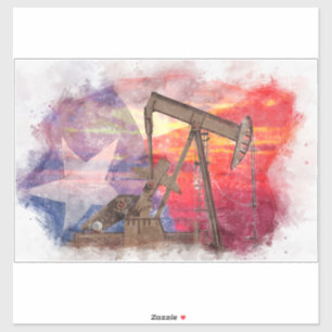 Pumpjack Texan Icon Pastellzeichnung mit Texas-Fla Aufkleber