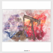 Pumpjack Texan Ikone Aquarell mit Texas Flag Aufkleber (Blatt)