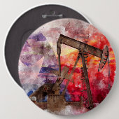 Pumpjack Texan Ikone Aquarell mit Texas Flag Button (Vorne & Hinten)